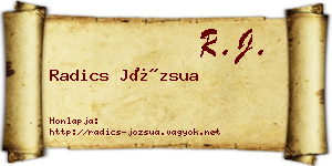 Radics Józsua névjegykártya